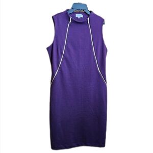 CALVIN KLEIN womens Purple Ponte Shealth Dress Double Zipper Size 12